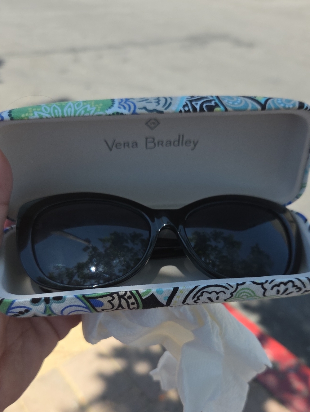 Vera Bradley Black Sunglasses with Patterned Fabric Case